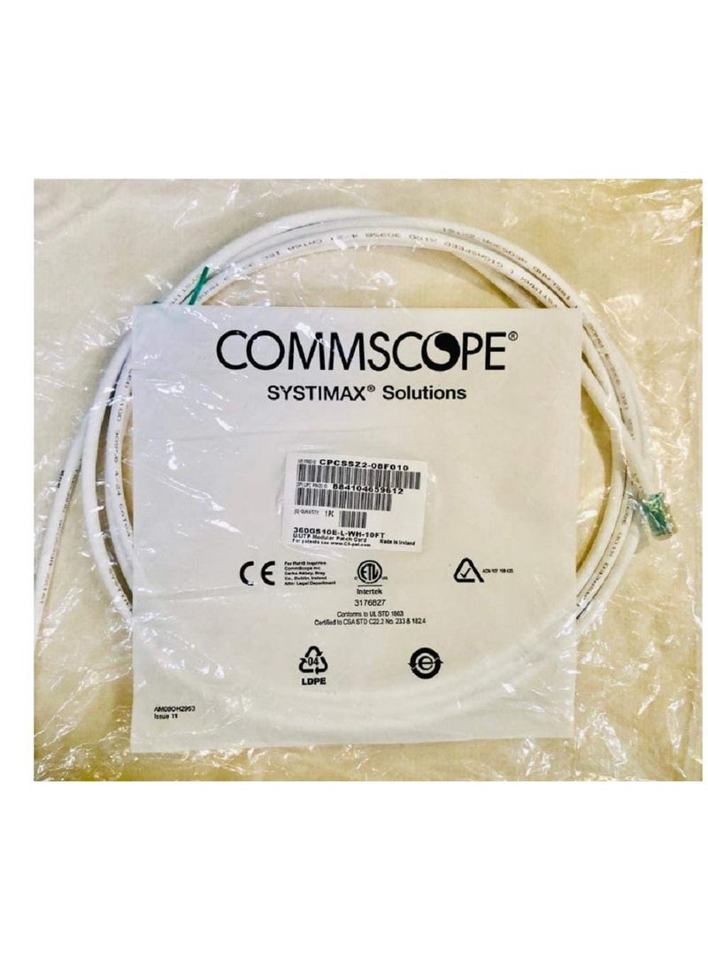 Commscope كابل باتش سيسماكس جيجا-سبيد أبيض 360GS10E/X10D - Image 1