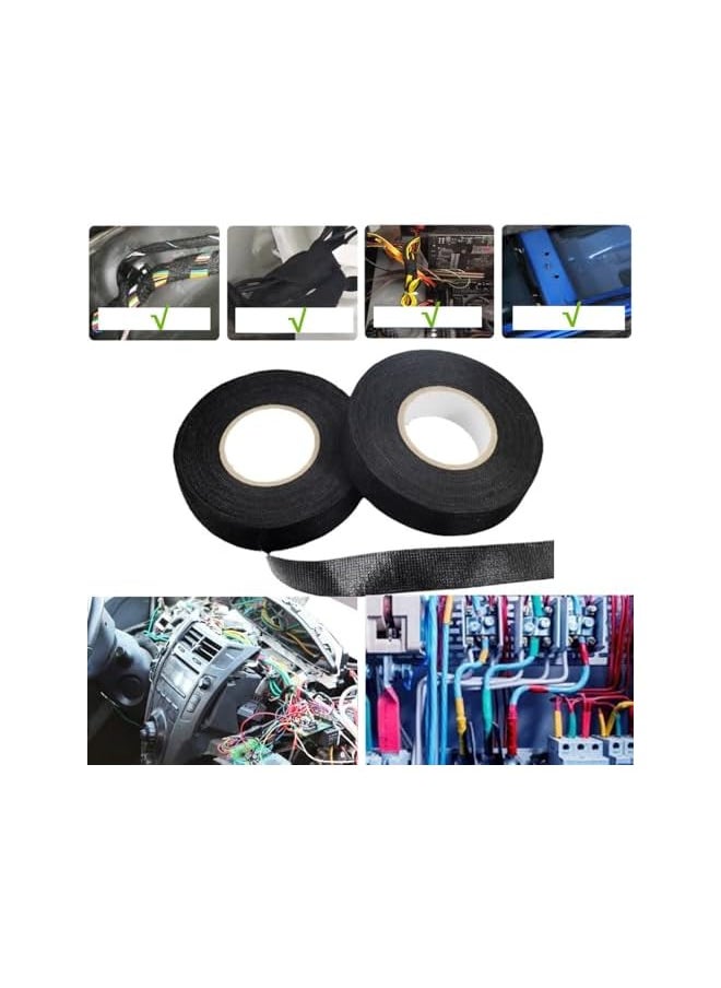 PROMASS - promass 4 Pcs 15mm x 15m Wiring Harness Tape, Self Adhesive Automotive Tapes, Automotive Fabric Tape for Automotive Engine, Electrical Wiring, Wrapping Car Wiring - Image 1