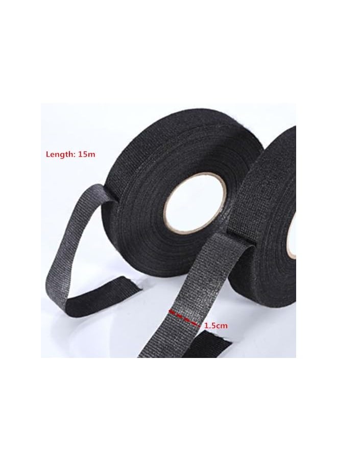 PROMASS - promass 4 Pcs 15mm x 15m Wiring Harness Tape, Self Adhesive Automotive Tapes, Automotive Fabric Tape for Automotive Engine, Electrical Wiring, Wrapping Car Wiring - Image 1
