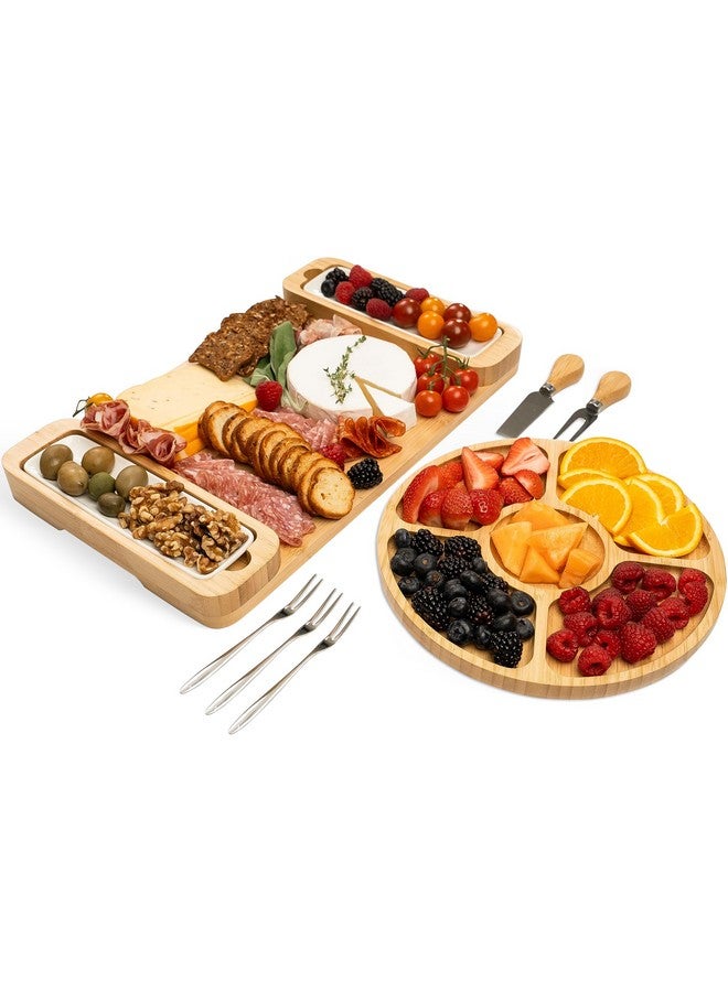 Bambüsi Charcuterie Board Gift Set - Cheese Board & Serving Tray - Bamboo Charcuterie Boards - Gifts for Women - Housewarming Gifts for New Home, Mothers Day and Wedding Gifts for Couples 2025 - Image 1