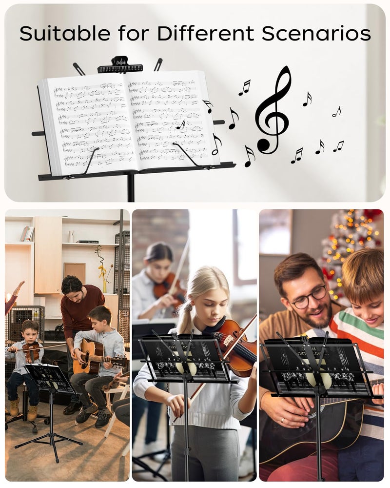 K KASONIC Music Stand, 2 in 1 Dual-Use Folding Sheet Music Stand & Desktop Book Stand, Portable Lightweight with Music Sheet Clip Holder Carrying Bag - Image 5