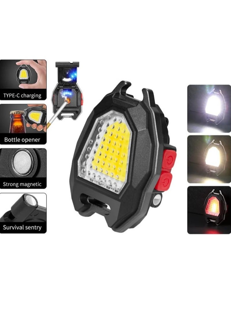 ELTRAZONE - Small Torch, 480LM Keyring LED Torch, USB Rechargeable Torch Keychain with 7 Lighting Modes, Pocket Flashlight EDC Multitool, IPX4 Waterproof Mini Torch for Camping - Image 1