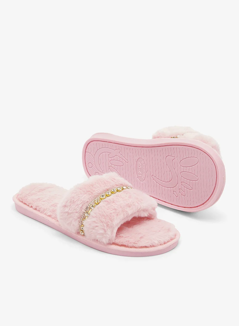 Ginger Light Pink Printed Cozy Bedroom Slippers for Women | Best Price UAE