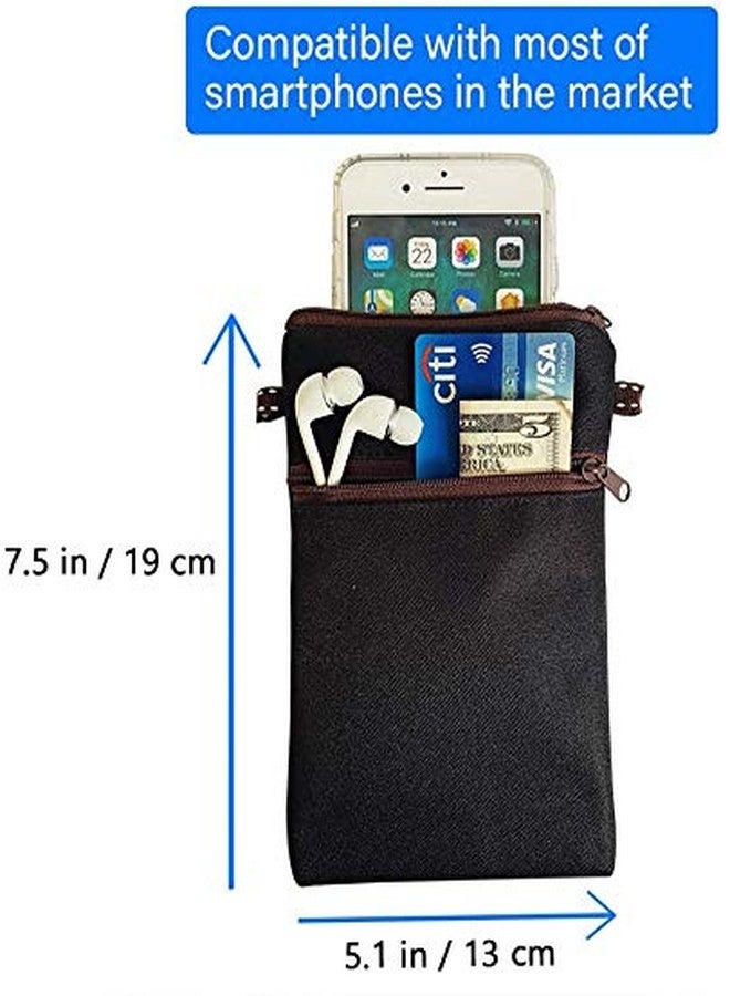 Tainada Women Crossbody Shoulder Travel Zippered Wallet Purse Clutch Phone Bag w/Detachable Strap (Ethnic Style Navy Blue) - Image 5