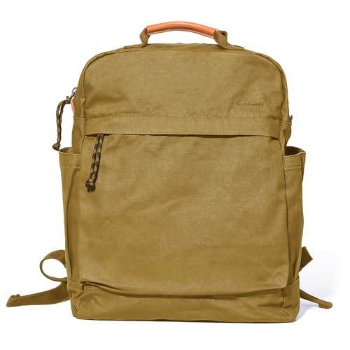 GOOTIUM Canvas Backpack Vintage Casual Daily Use Daypack Large Capacity Travel Commute Bag with Side Water Bottle Pocket Hidden Pocket for Men Women Khaki - Image 1