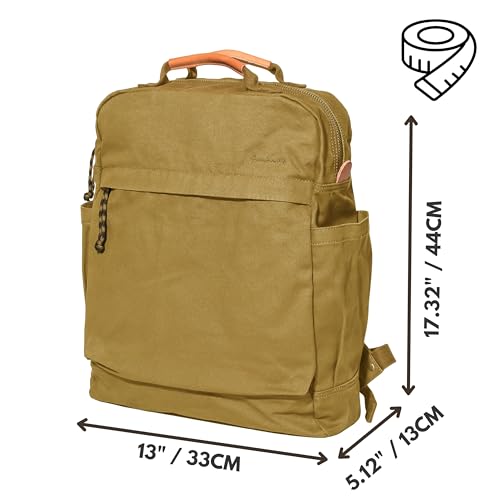 GOOTIUM Canvas Backpack Vintage Casual Daily Use Daypack Large Capacity Travel Commute Bag with Side Water Bottle Pocket Hidden Pocket for Men Women Khaki - Image 3