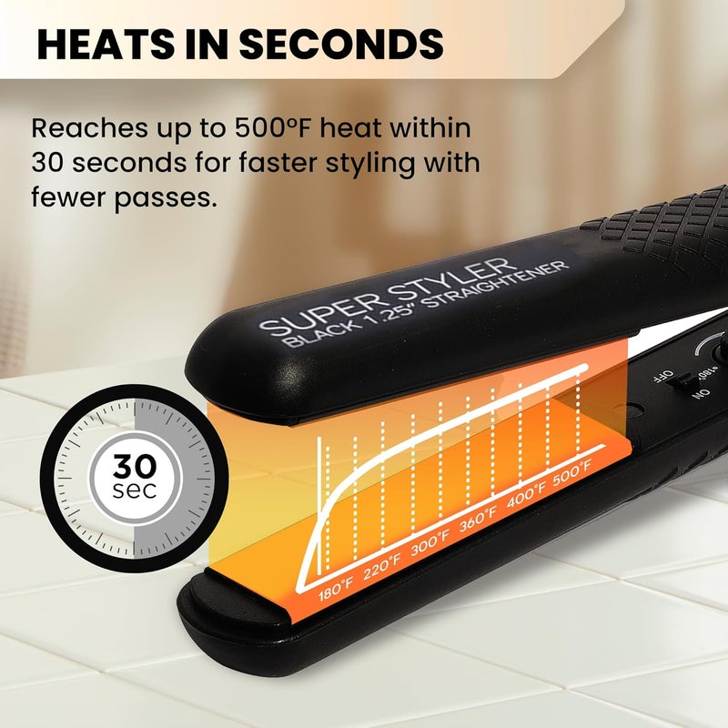 Herstyler Superstyler Onyx Ceramic Flat Iron - Adjustable Temperature Hair Straightener with Dual Voltage for Travel - Image 2