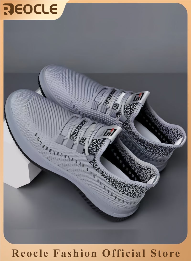 REOCLE Men's Mesh Sneakers Oxfords Business Dress Shoes Lace-Up Lightweight Breathable Walking Shoes Mesh Workout Shoes Running Shoes - Image 1