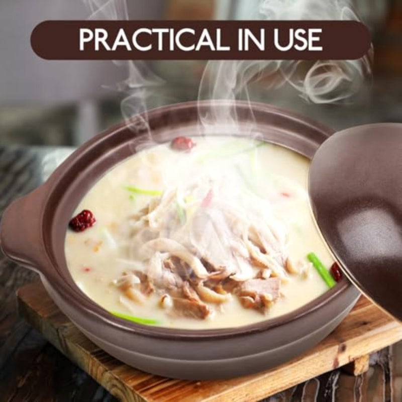 Tools Tool Casserole Clay Pot Clay Cooking Pots with Lids Earthenware Rice Pots Traditional Vintage Casserole for Shabu Shabu Cooking on Stove Light Brown 600ML Japanese Multipurpose - Image 4