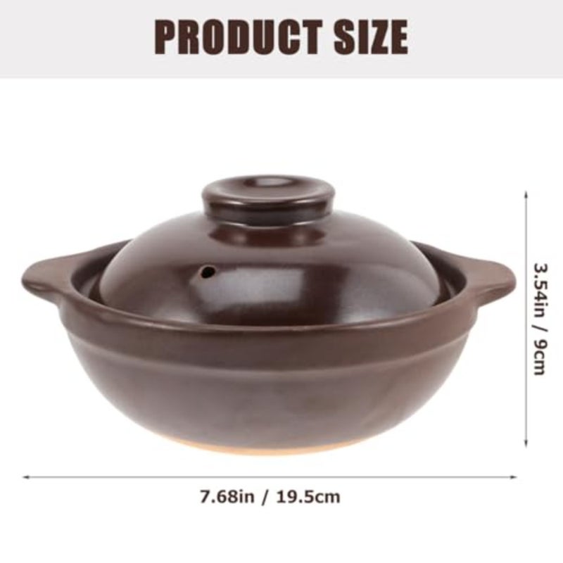 Tools Tool Casserole Clay Pot Clay Cooking Pots with Lids Earthenware Rice Pots Traditional Vintage Casserole for Shabu Shabu Cooking on Stove Light Brown 600ML Japanese Multipurpose - Image 3