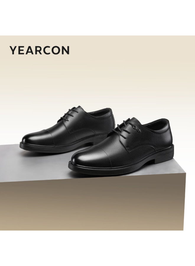 YEARCON Yierkang Men's Leather Shoes New Derby Shoes, Lace-up Business Formal Wedding Shoes, Matching Suits, 96692w, Black, Size 42 - Image 1