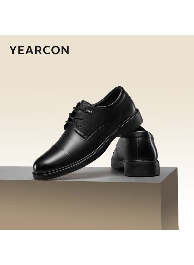 YEARCON Yierkang Men's Leather Shoes New Derby Shoes, Lace-up Business Formal Wedding Shoes, Matching Suits, 96692w, Black, Size 42 - Image 2