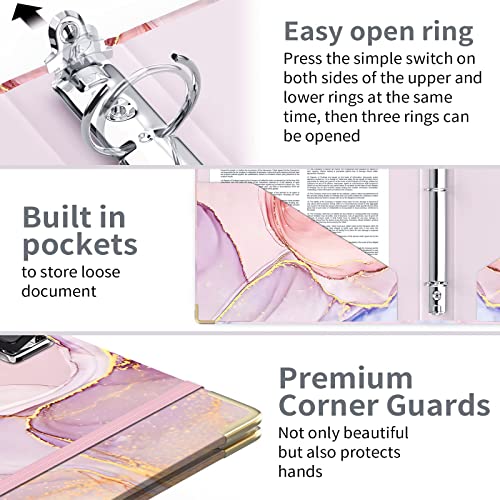Lateefah 3 Ring Binder, 1 Inch Binder Organizer for Letter Size(8.5'' x 11'') with 5-Tab Dividers and Pockets, File Folders with Low Profile Clipboard for Office, School Supplies - Image 2