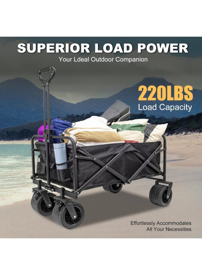 ZAICA Collapsible Folding Wagon Cart for Outdoor Use – Heavy Duty Beach, Picnic, Garden & Grocery Utility Cart with Removable Wheels - Image 3