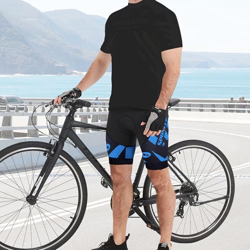 sponeed Men Shorts for Bicycle Riding Road Biker Trails Commuting Indoor Spinning Ride Tights US L Blue - Image 3