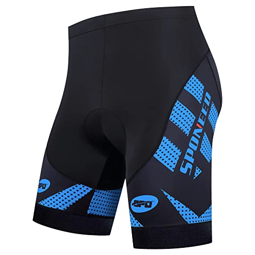 sponeed Men Shorts for Bicycle Riding Road Biker Trails Commuting Indoor Spinning Ride Tights US L Blue - Image 1