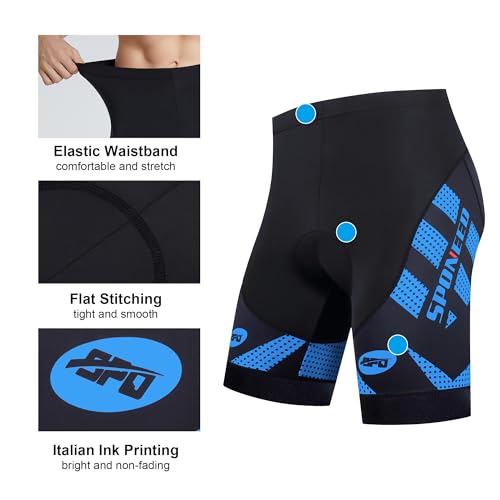 sponeed Men Shorts for Bicycle Riding Road Biker Trails Commuting Indoor Spinning Ride Tights US L Blue - Image 4