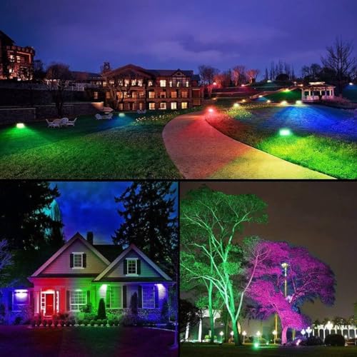 MELPO ضوء الفيضانات LED 30 واط، مكافئ 300 واط 3000 لومن، أضواء المناظر الطبيعية LED الخارجية المتغيرة الألوان، أضواء الفيضانات الذكية RGBW بلوتوث 2700 كيلفن و 16 مليون لون و توقيت و مزامنة موسيقية، IP66، قابس أمريكي 3 (عبوة 2)  - Image 2
