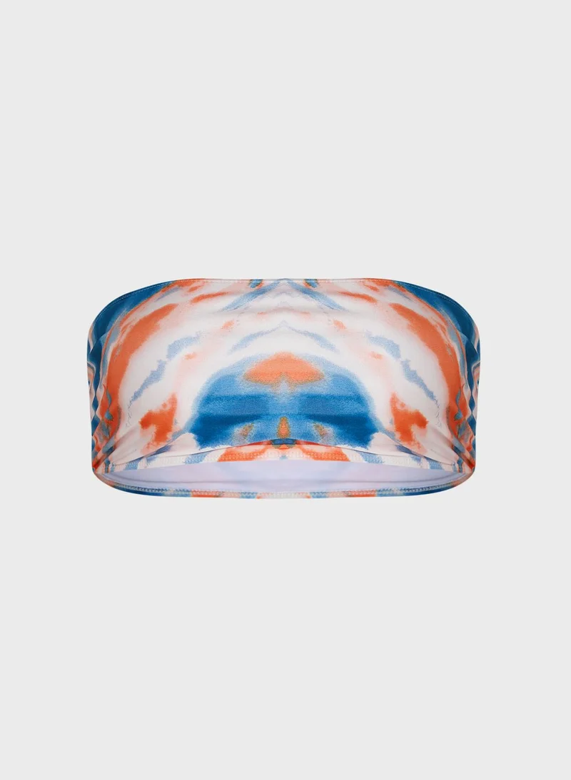 In The Style Curve Abstract Bandeau Bikini Top