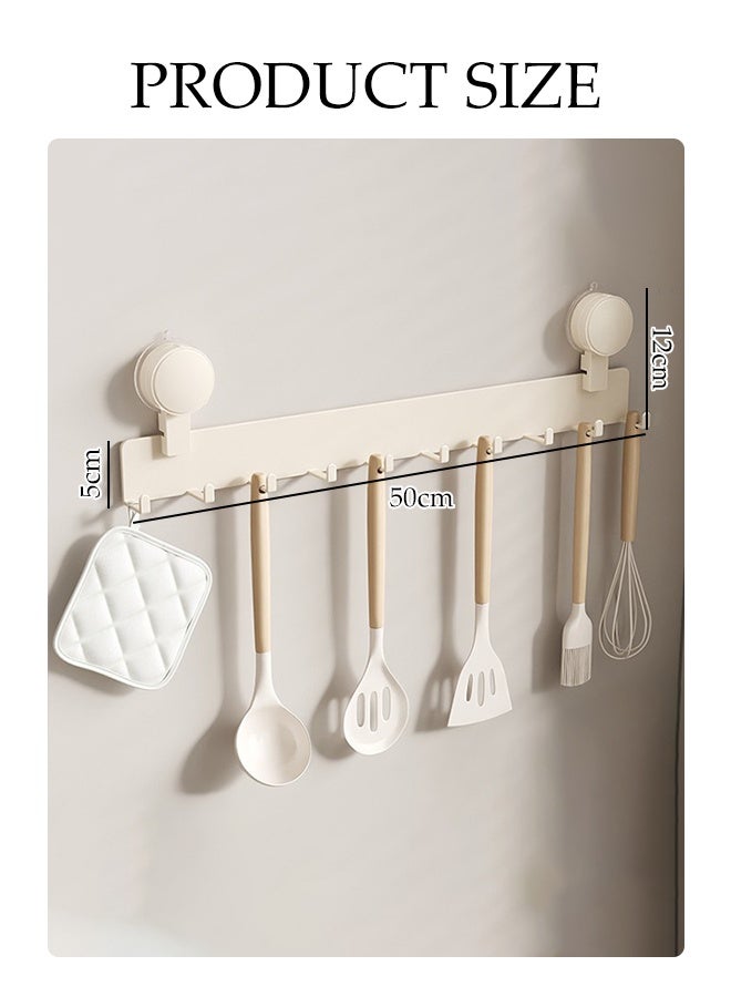 DUNISO Vacuum Suction Cup Wall Mounted Kitchen Organiser Multifunctional Waterproof Hooks Rack No-Drilling Utensil Rack with 10 Hooks Removable Wall Mounted Rack for Window, Glass, Door, Kitchen - Image 4