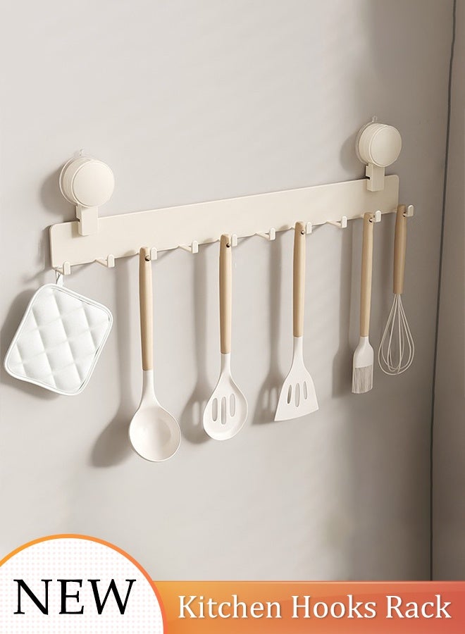DUNISO Vacuum Suction Cup Wall Mounted Kitchen Organiser Multifunctional Waterproof Hooks Rack No-Drilling Utensil Rack with 10 Hooks Removable Wall Mounted Rack for Window, Glass, Door, Kitchen - Image 1