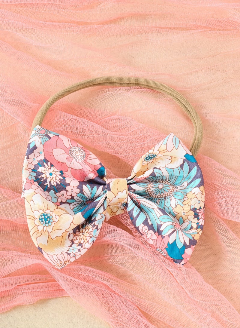 Baby Girl Summer Floral One-Shoulder Romper with Bow Headband – Soft Cotton Newborn Outfit, Machine Washable, Outdoor Baby Clothes – 0-3M - Image 3