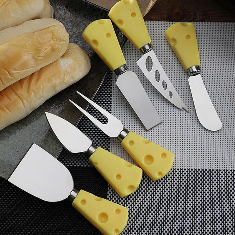 5pcs Stainless Steel Cheese Knives Set Forks for Home and Restaurant Use, Practical Metal Cutlery for Cutting and Serving Cheese - Image 3