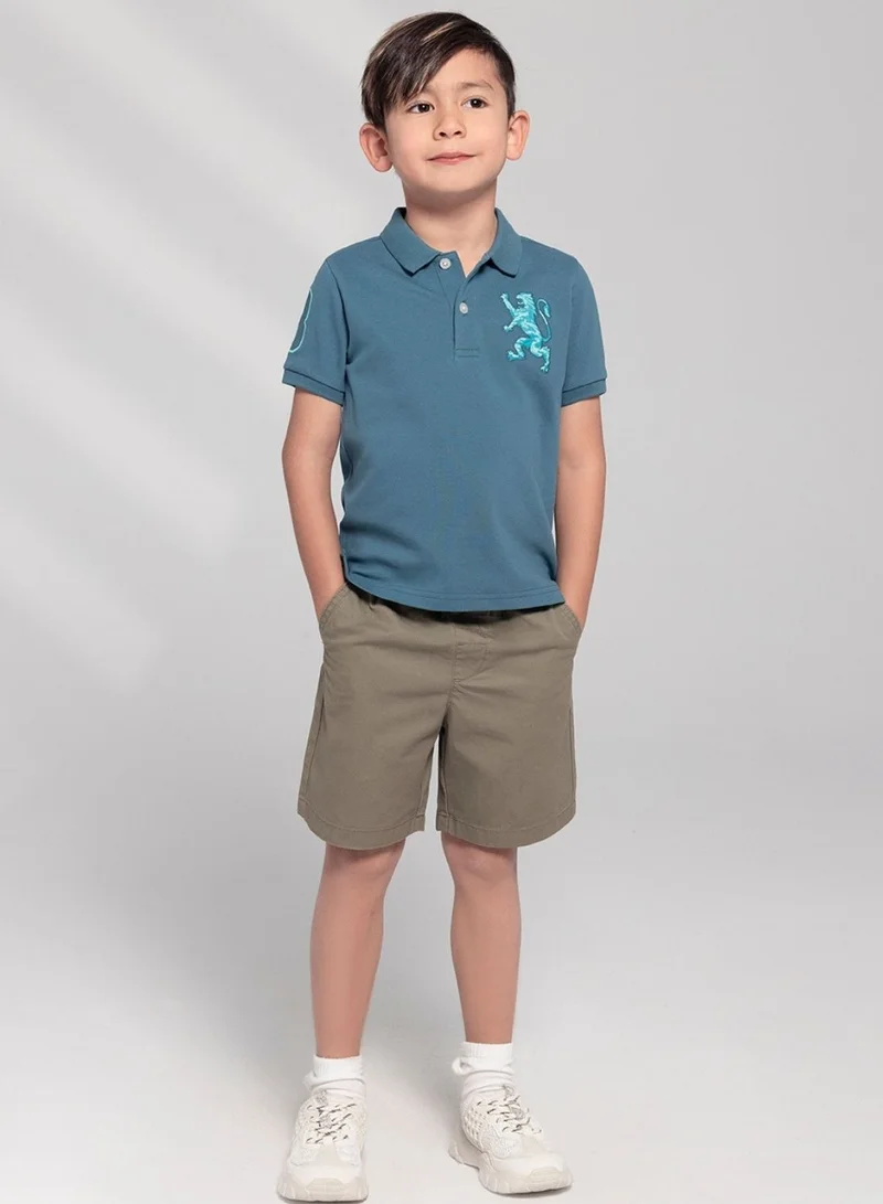 GIORDANO Kids' Lion Polo: 3D Embroidery, Comfort Piqué, Classic Style