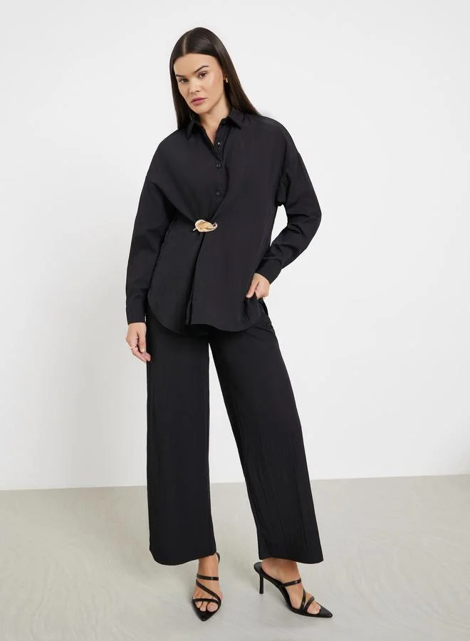 ستايلي بلوزة بنمط لف وأكمام طويلة