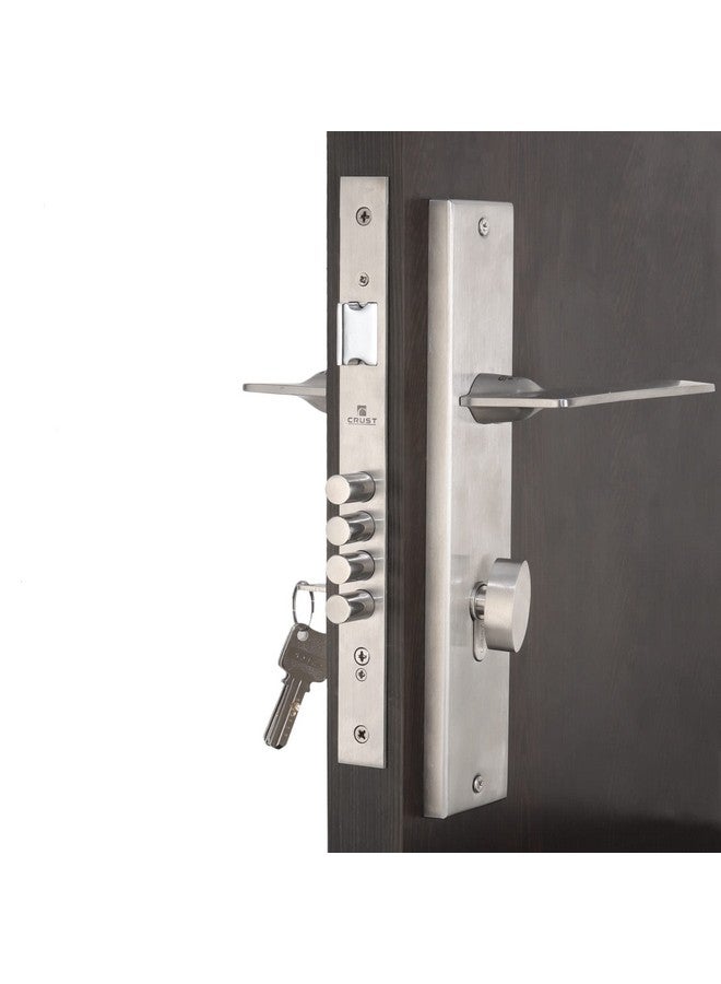 CRUST Crust Premium 10 Inch Cylindrical Plate Mortise Door Lock Handle Set/Mortise Lock with Brass Lock Body and One Side Key 60mm Brass Cylinder Set with 3 Brass Computer Keys (RAJDUT)  - Image 1