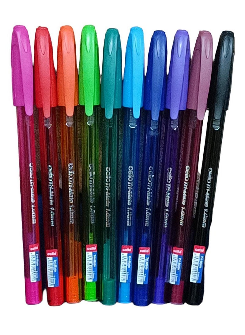 Cello 10-Piece Tri-Mate  Ballpoint Pens Multicolour - Image 2