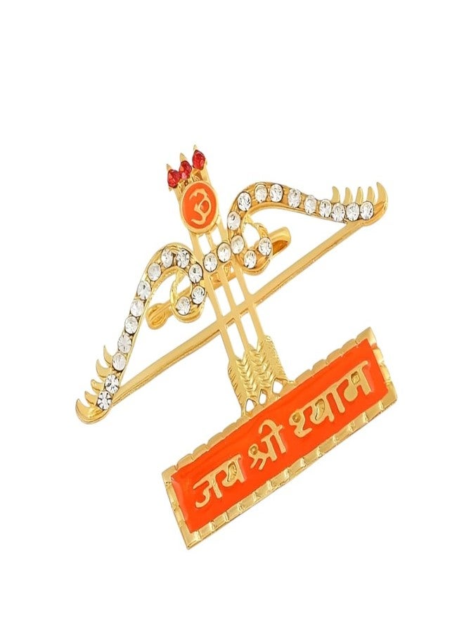 Inites Embellished With Cubic Zirconia Nug Metal Hare Ka Sahara Baba Khatu Shyam Hamara Lord Jai Shree Shyam Ji Teen Baan Dhanush Design Lapel Pin Brooch Suit Shirts Accessories For Wedding & Parties - Image 1