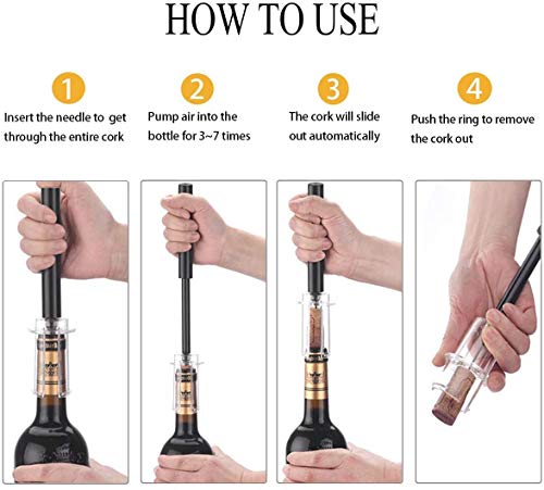Mincham Wine Opener, Air Pressure Pump Corkscrew Wine Bottle Opener with Foil Cutter, Gifts to Wine Lovers - Image 3