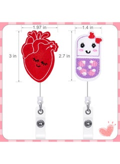 Zonon 5 Pieces Cute Nurse Badge Reels Felt Retractable Badge Reels Nursing Name Badge Holder Practical Id Badge Holder Gift For Nurses Students Teachers (Cute Style)  - Image 3