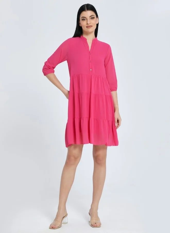 HaILYS Hot Pink Tiered Midi Dress