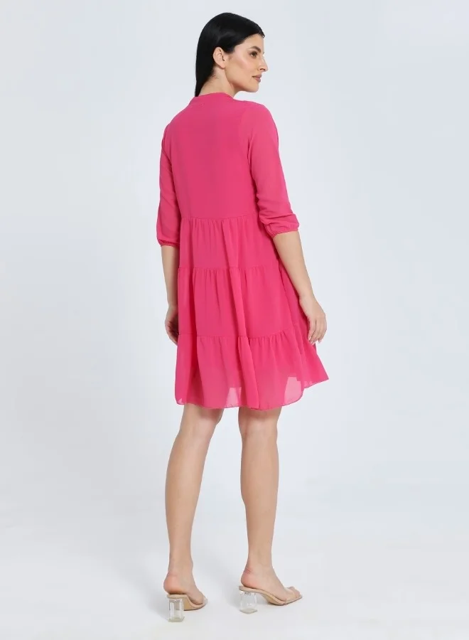 HaILYS Hot Pink Tiered Midi Dress