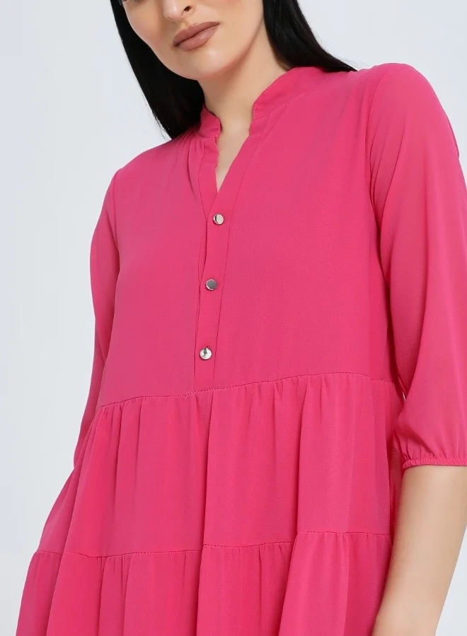 HaILYS Hot Pink Tiered Midi Dress