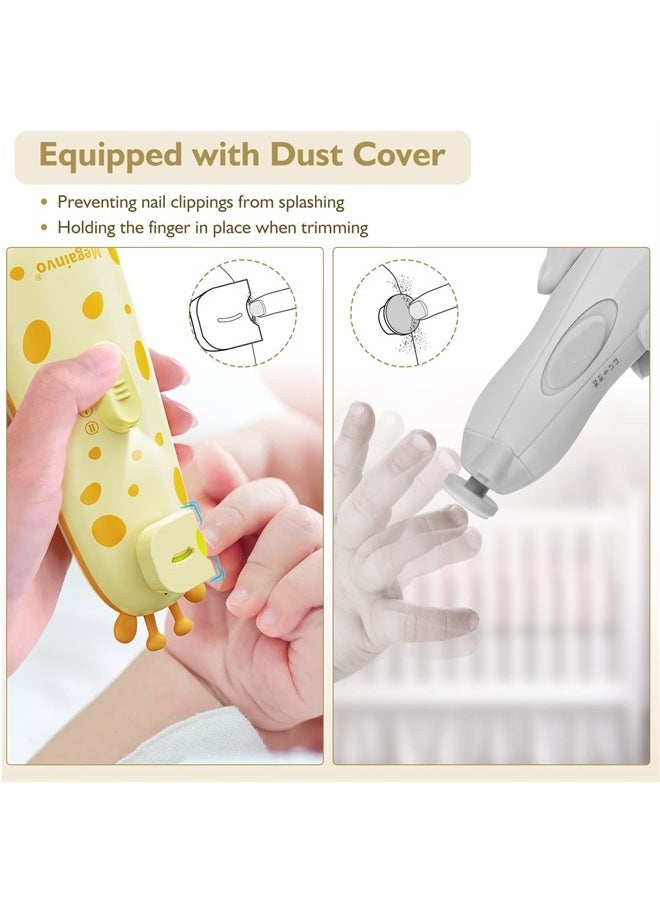 Megainvo - Baby Nail Trimmer Electric Baby Nail File with Light 10 Grinding Heads Safe Quiet Baby Nail Grooming Care Kit for Newborn Infant Toddler Toes Fingernails - Orange - Image 1