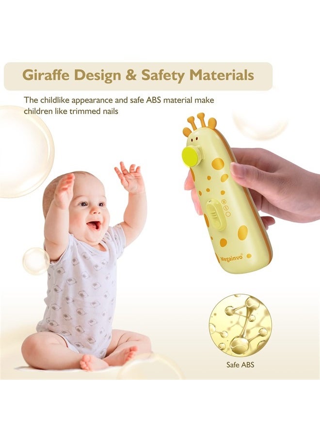 Megainvo - Baby Nail Trimmer Electric Baby Nail File with Light 10 Grinding Heads Safe Quiet Baby Nail Grooming Care Kit for Newborn Infant Toddler Toes Fingernails - Orange - Image 1