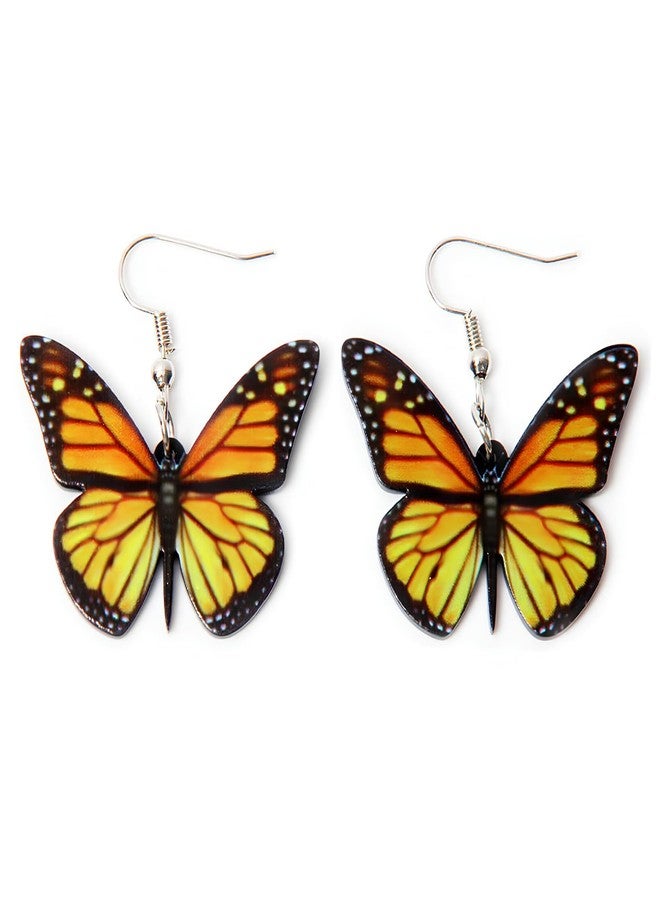 FORUBUS Statement Monarch Butterfly Earrings, Bright Colored Big Butterfly Wing Dangle Earrings for Women Jewelry-yellow - Image 1