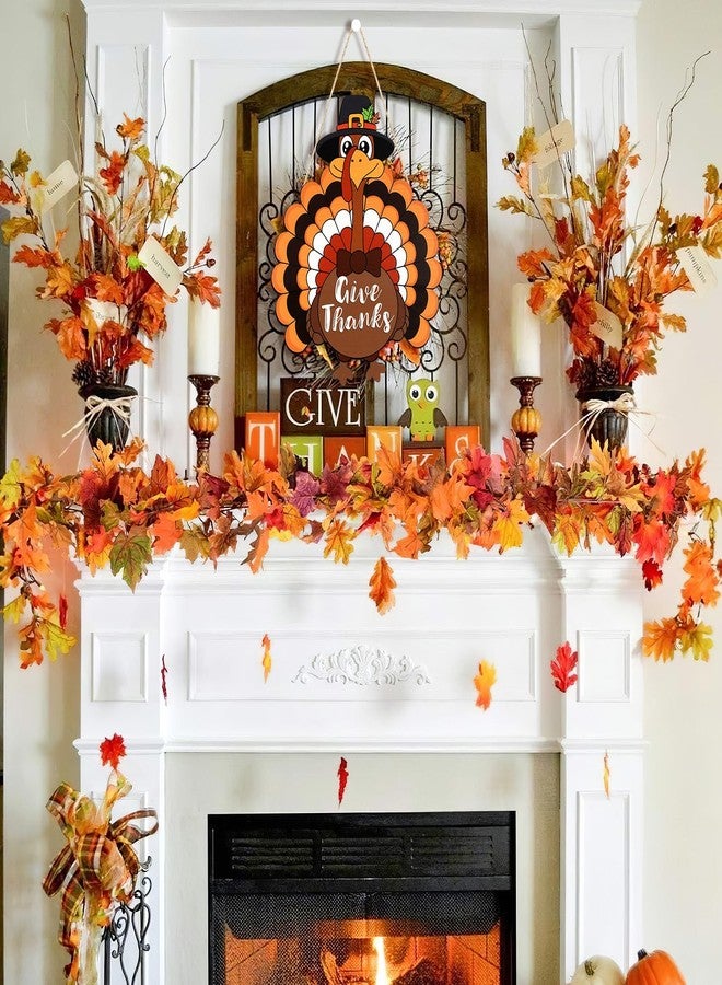 Sophena Thanksgiving Decoration Wooden Turkey Pumpkin Door Wreath for Front Door Sign Wall Signs, Thankful Blessed Grateful Pumpkin Sign Hanging for Fall Autumn Harvest Home Halloween Decoration - Image 5