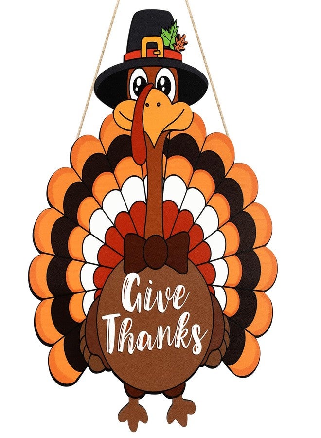 Sophena Thanksgiving Decoration Wooden Turkey Pumpkin Door Wreath for Front Door Sign Wall Signs, Thankful Blessed Grateful Pumpkin Sign Hanging for Fall Autumn Harvest Home Halloween Decoration - Image 1