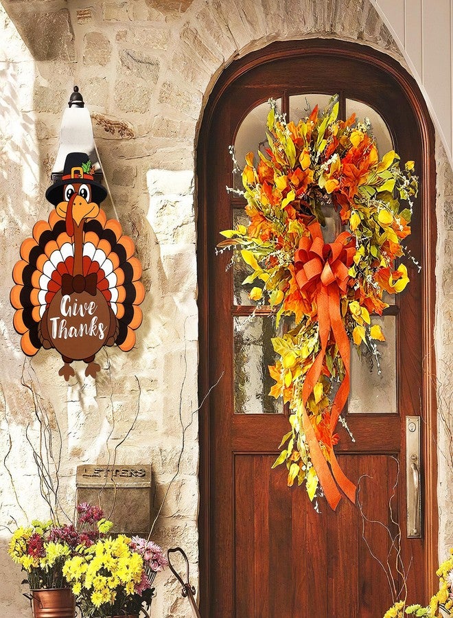 Sophena Thanksgiving Decoration Wooden Turkey Pumpkin Door Wreath for Front Door Sign Wall Signs, Thankful Blessed Grateful Pumpkin Sign Hanging for Fall Autumn Harvest Home Halloween Decoration - Image 3