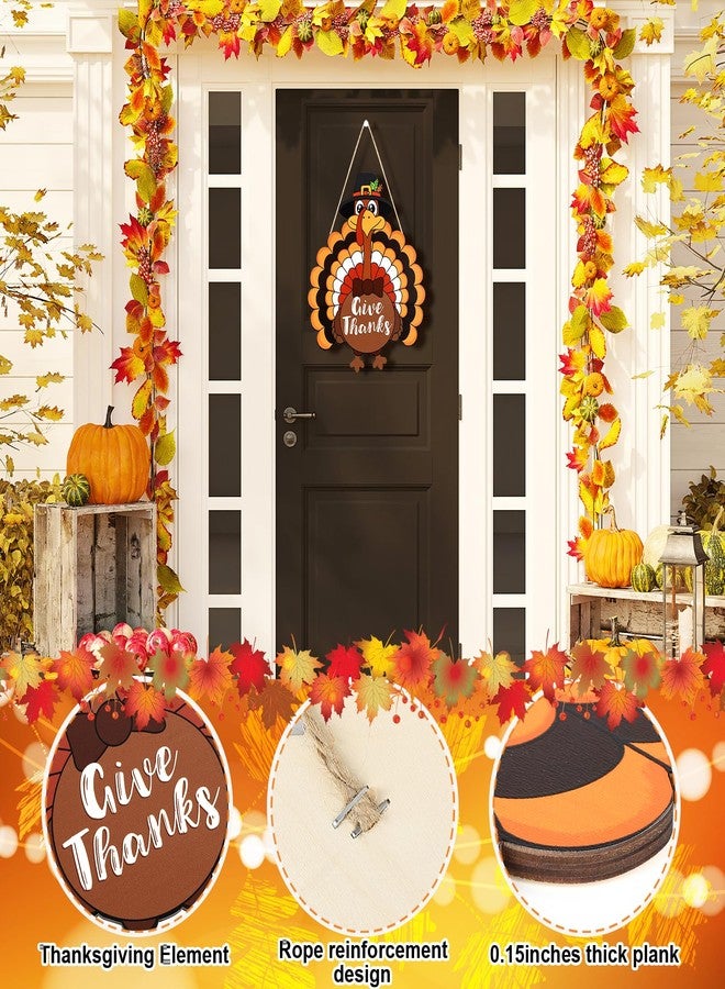 Sophena Thanksgiving Decoration Wooden Turkey Pumpkin Door Wreath for Front Door Sign Wall Signs, Thankful Blessed Grateful Pumpkin Sign Hanging for Fall Autumn Harvest Home Halloween Decoration - Image 2