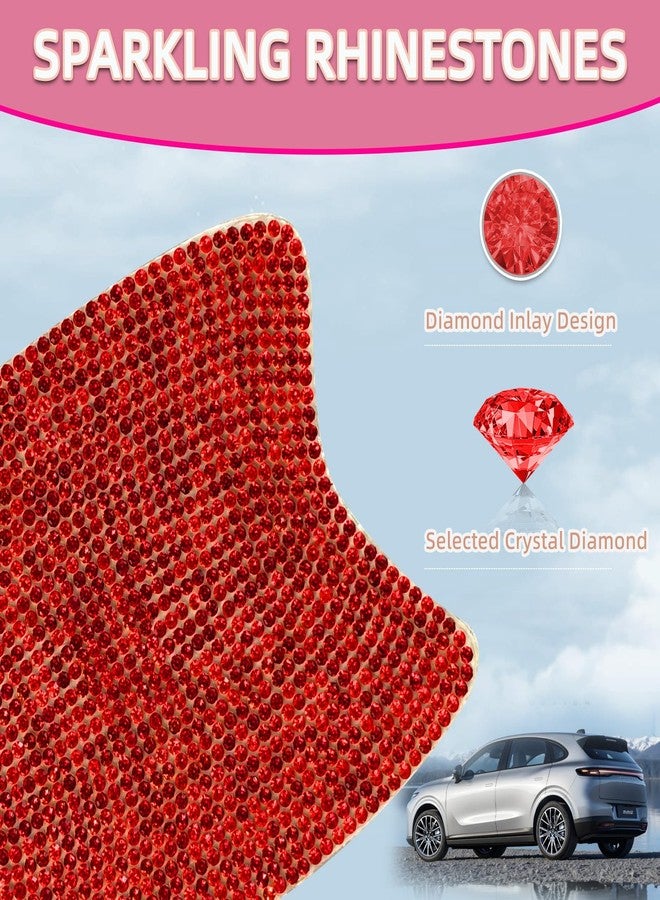 NBTEPEM 10 pcs Bling Diamond Car Door Handle Stickers, Bling Car Accessories for Women, Universal Rhinestone Crystal Glitter Door Handle Protector Stickers and Decals, Scratch Safety Reflective (Red) - Image 2