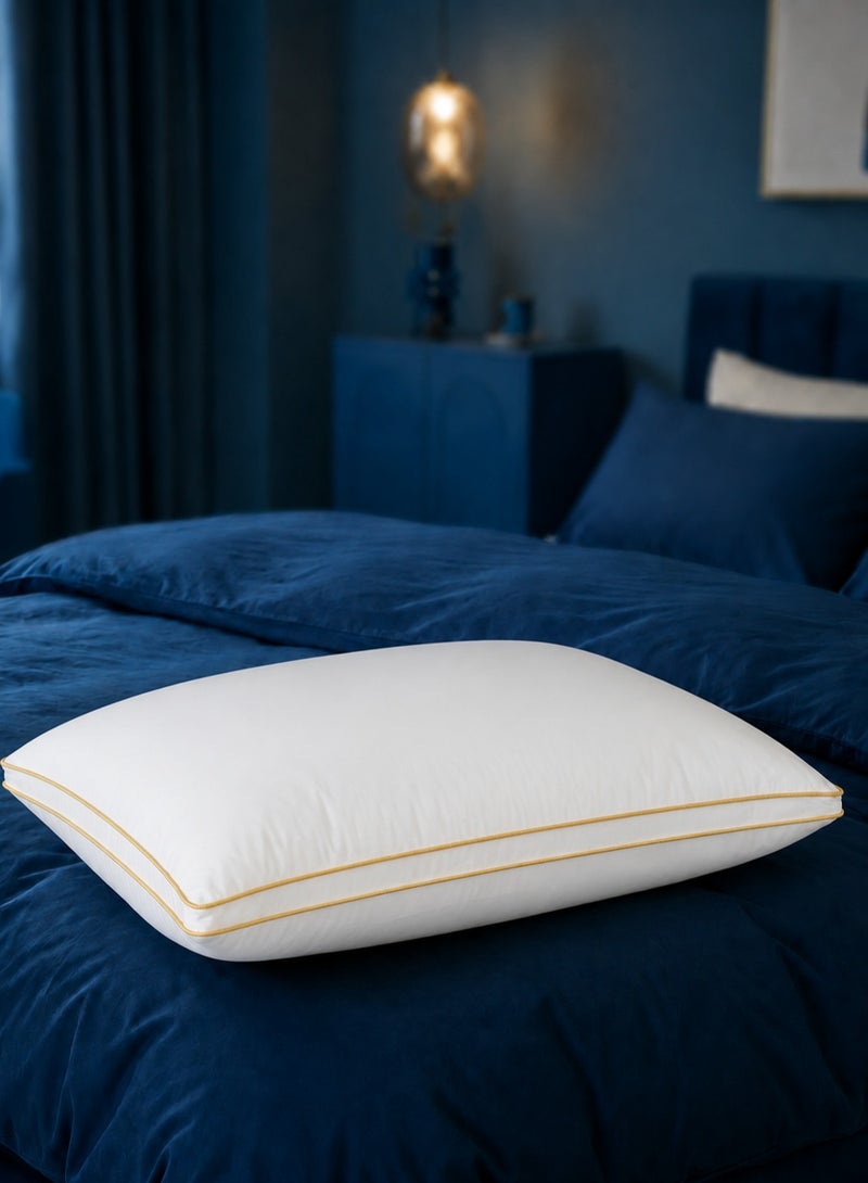 House One 1 Piece | Luxury Sleeping Pillow with Microfiber Filling, Elegant Double Gold Trim & Comfortable Support – 1000g - Image 1