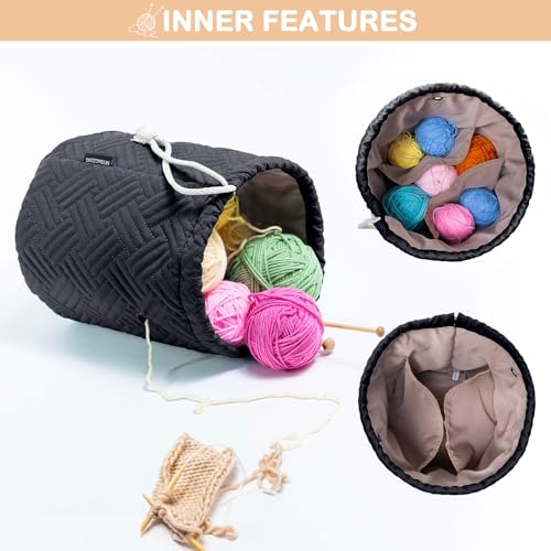 MYBAGZING Yarn Bag Small Crochet Bag Organizer Drawstring Yarn Storage Bags Yarn for Crocheting Knitting Bag for Crochet BeginnerYarn Holder Yarn Bowl with Pocket for Crochet Accessories - Image 3