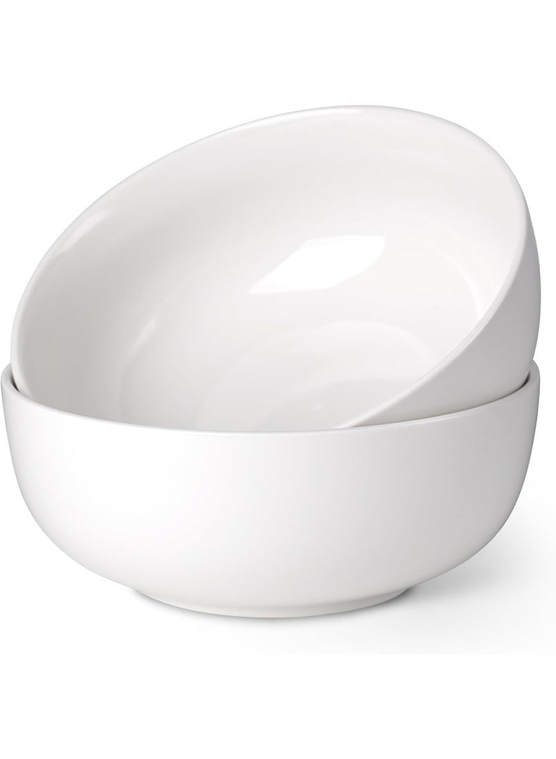 7.5" Serving Bowls Set of 2, 45 Oz Large Ceramic Soup Bowls, Premium White Ceramic Serving Bowl | Round Soup, Cereal & Salad Bowl | Modern Minimalist Design | Microwave & Dishwasher Safe | Kitchen & Dining Bowl - Image 1