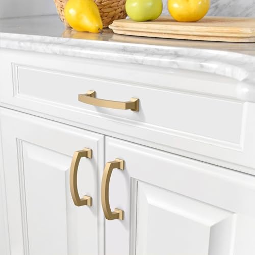 Amerdeco 10 Pack Champagne Bronze Cabinet Pulls 4 Inch Hole Center Cabinet Hardware Kitchen Champagne Gold Cabinet Handles for Bathroom Gold Drawer Pulls Dresser Pulls ZH0009 - Image 3