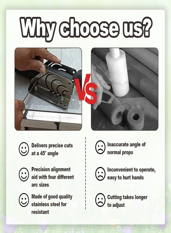Xanadued 1 Pack Precision 45 Rubber Insulation Pipe Cutter, Rubber Insulated Pipe 45 Cutter, Professional Foam Pipe Cutter Tool, Foam Pipe Cutter Tool Insulation Cutting Fixture, Foam Pipe Cutter Tool 4 in 1 - Image 5